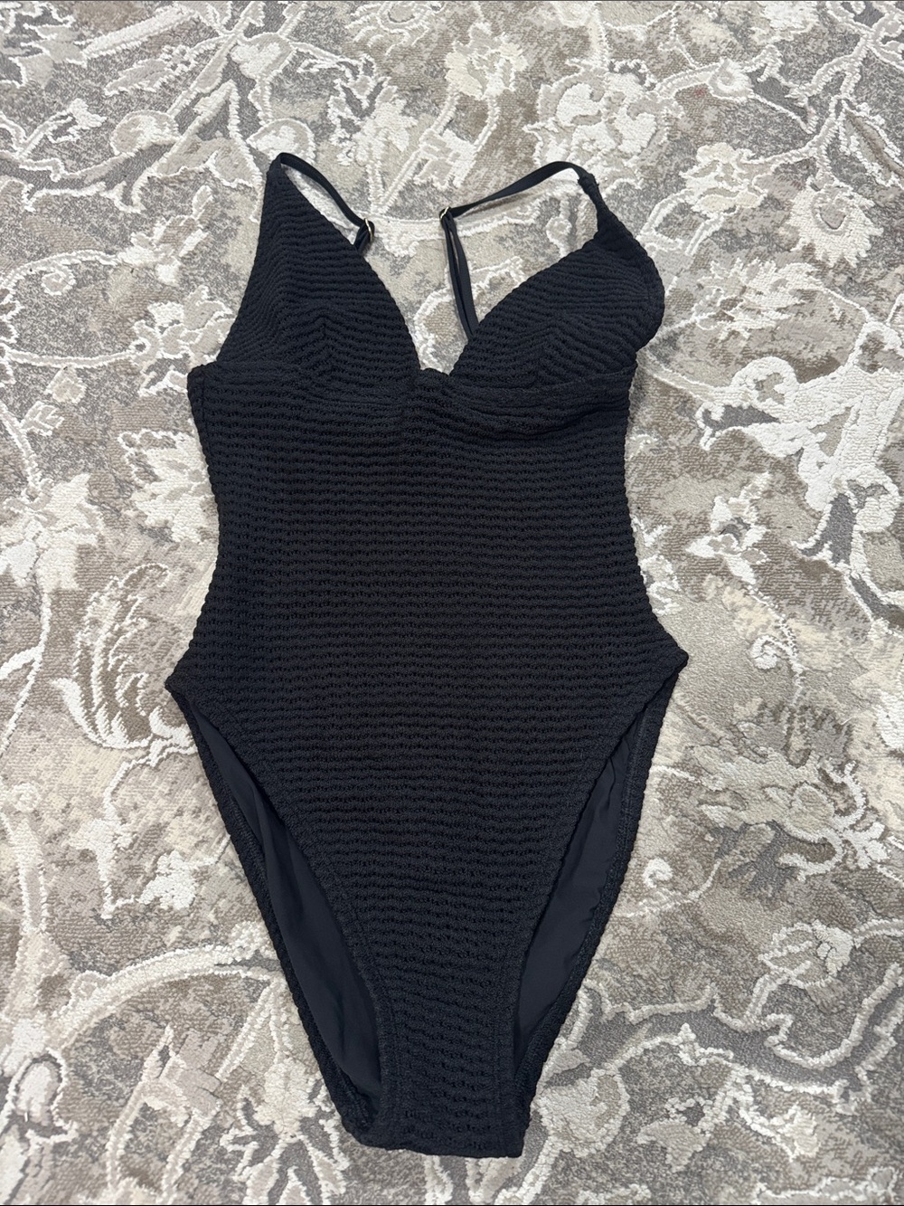 Women’s J Crew Textured Black One-Piece Swimsuit size 2